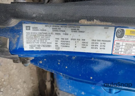 2007 Chevrolet Colorado Lt из США, поврежденный, VIN 1GCDT19E178233961